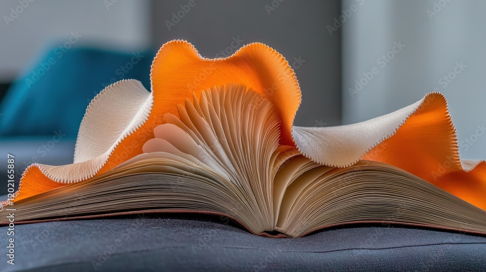Poster an open book with artistic pages forming a wave-like structure