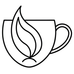 A stylized tea leaf logo in minimalist line art, with bold outlines and a subtle abstract touch to convey natural essence and simplicity.

