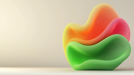 Colorful Abstract Sculpture Design in Vibrant Orange, Pink, and Green for Modern Interior Spaces