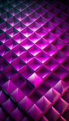 Obraz premium The geometric pattern of three-dimensional cubes appears in shades of purple and pink, creating a striking, futuristic effect. Lighting increases depth, creating a sense of movement on the surface.AI