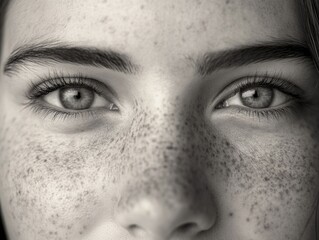 Obraz premium Woman's face with freckles close-up