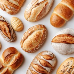 A Variety of Freshly Baked Rolls with Crisp Golden Crust
