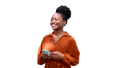 Beautiful African American woman using smartphone	