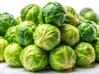Fototapeta premium Food photography highlights tender, nutty Brussels sprouts in vivid green hues.