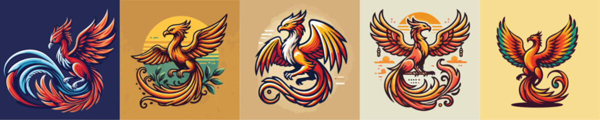 Vector collection of mythological animals eagles