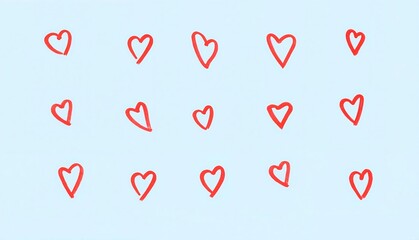 Red hearts pattern on light blue background