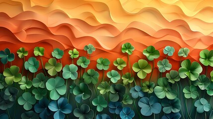 Beautiful view of green flowers on multi colored background