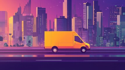 delivery services flat design side view modern city theme animation Triadic Color Scheme 