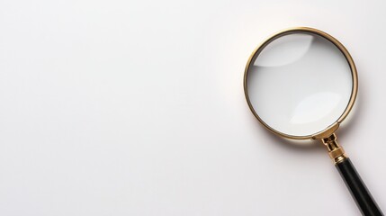 Magnifying glass on a white background, symbolizing inspection or examination.Exploring magnified