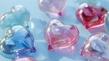 there are many hearts that are all different colors and sizes