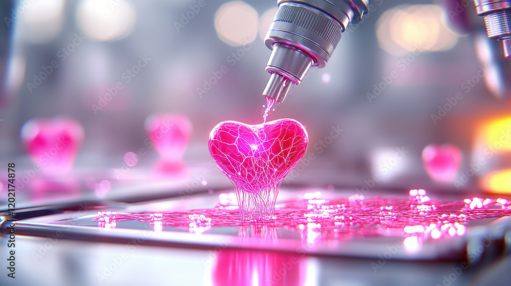 Aufkleber detailed scene of 3d bioprinting showcasing pink heart being created with advanced technology. vibra