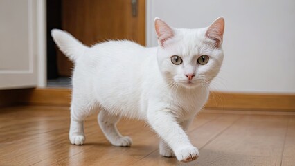 White british shorthair cat in the living room