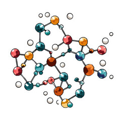 generated illustration of structure molecule icon, cartoon style