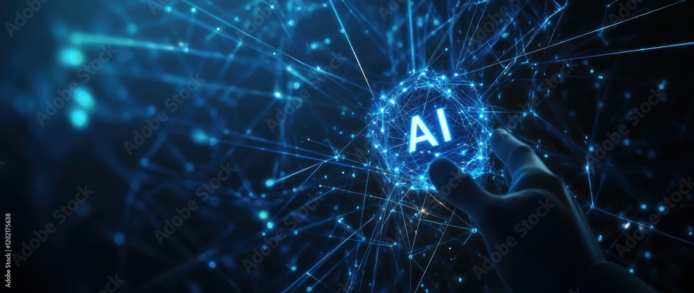 Poster ai technology background with text 