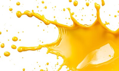 Vibrant yellow liquid splash isolated on white.