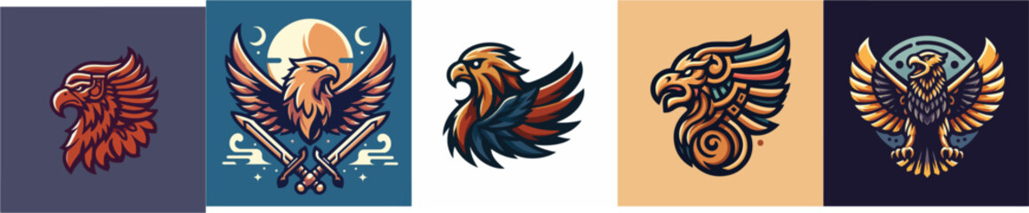 Vector collection of majestic eagles