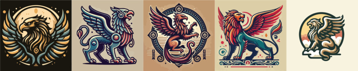 Vector collection of majestic eagles