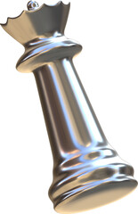 Chess Queen Piece Silver 3D Render PNG