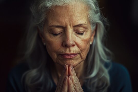 Hands together in prayer - Powered by Adobe