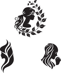 Silhouette of vintage woman face logo