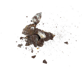 Explosion of rock with dust isolated element