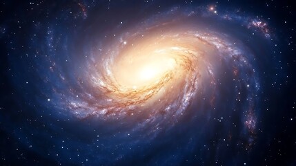 A spiral galaxy visible from a remote island with the sky painted in hues of deep blue and purple