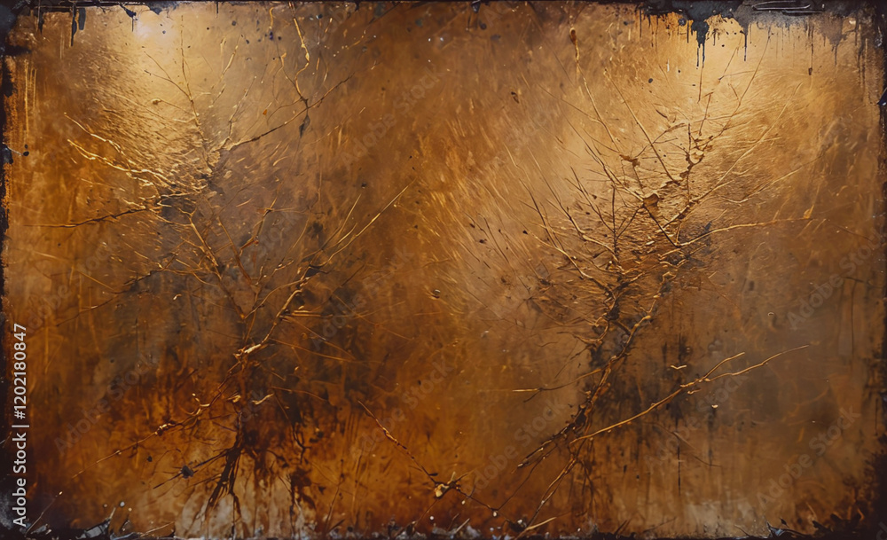 Aufkleber the painting is a large piece of artwork with a brown background and a tree on it. the tree is surro
