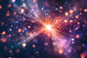 Naklejka premium Radiant Light Explosion with Sparkling Bokeh Effects