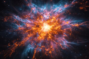 Fiery Nebula Cosmic Explosion Stellar Dust Clouds