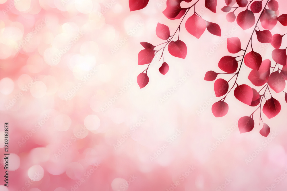 Poster delicate pink leaves against soft bokeh background create romantic atmosphere, perfect for various d