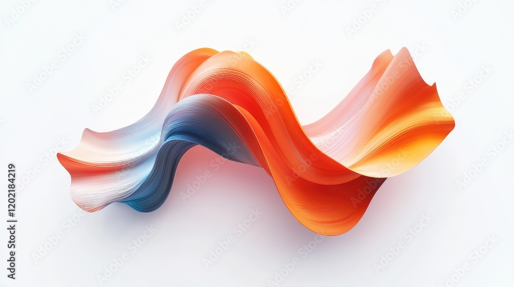 Poster abstract colorful wave design in shades of orange and blue on a white background with copy space for