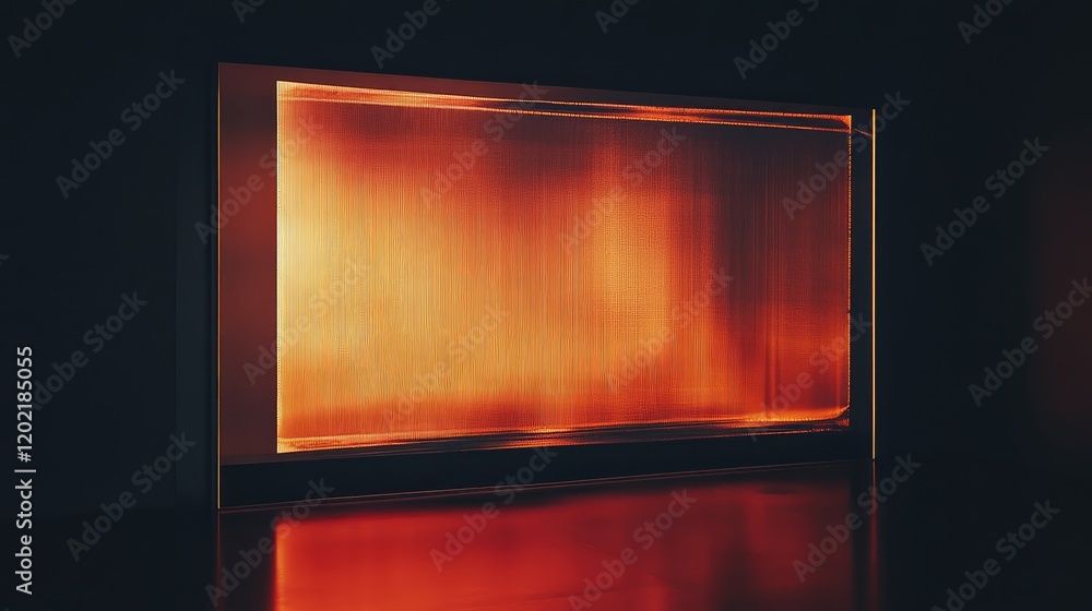 Poster Illuminated abstract background with warm orange and red hues and reflective surface creating a modern artistic design Copy Space