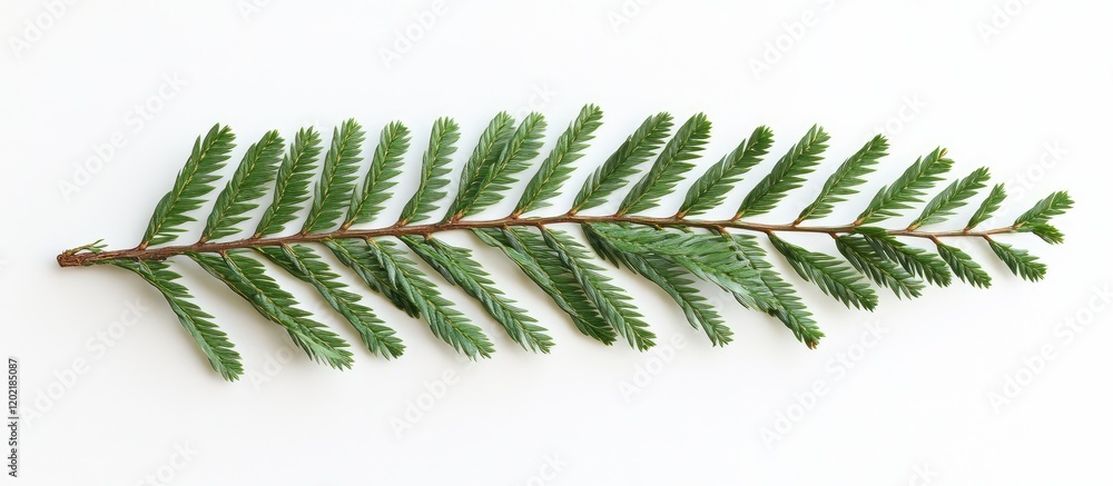 Poster Green fern leaf isolated on white background with copy space for text placement.