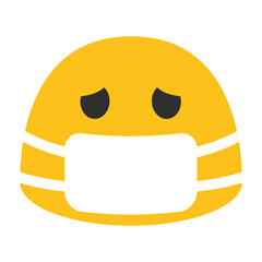 Cartoon Yellow Emoji with Face Mask Illustration, Minimalistic Clipart Isolated on White Background