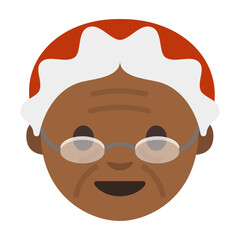 Cartoon Elderly Person Illustration, Friendly Clipart with Red Head Covering Isolated on White Background