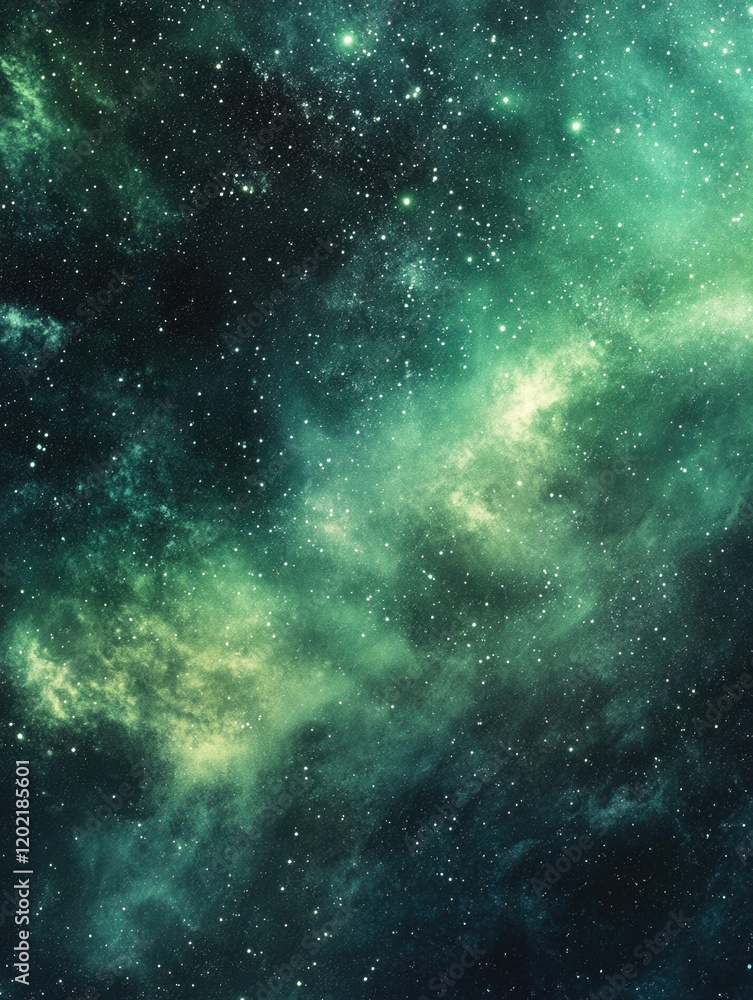 Wall mural galaxy with green and blue colors