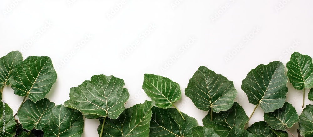 Aufkleber green leafy plants frame a white background creating a natural border with copy space for text.