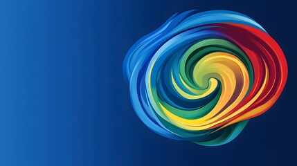Abstract Colorful Swirling Design on Blue Background