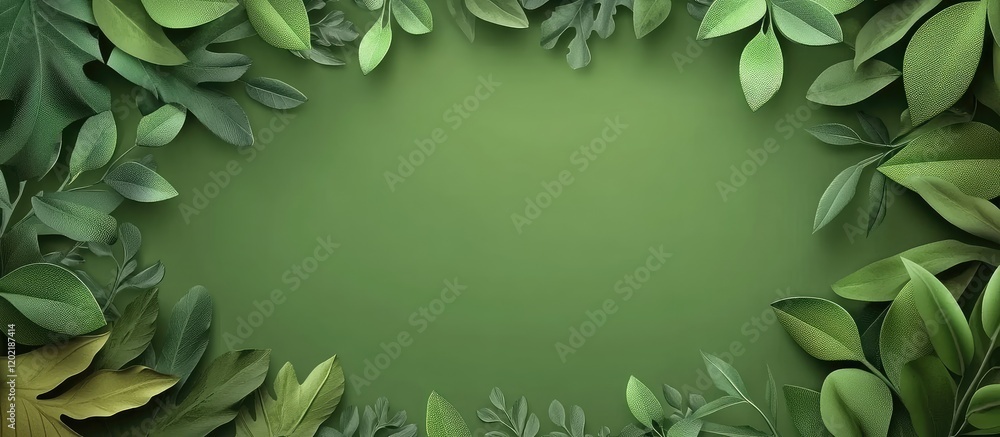 Poster Green Leaf Frame Background with Copy Space for Text in a Natural Theme