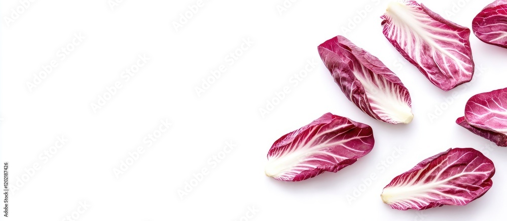 Leinwandbilder sliced radicchio leaves on white background with copy space for text or design elements