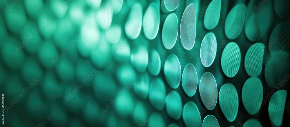 Fototapete Green circular pattern background with bokeh effect and subtle gradients ideal for abstract designs and textures Copy Space