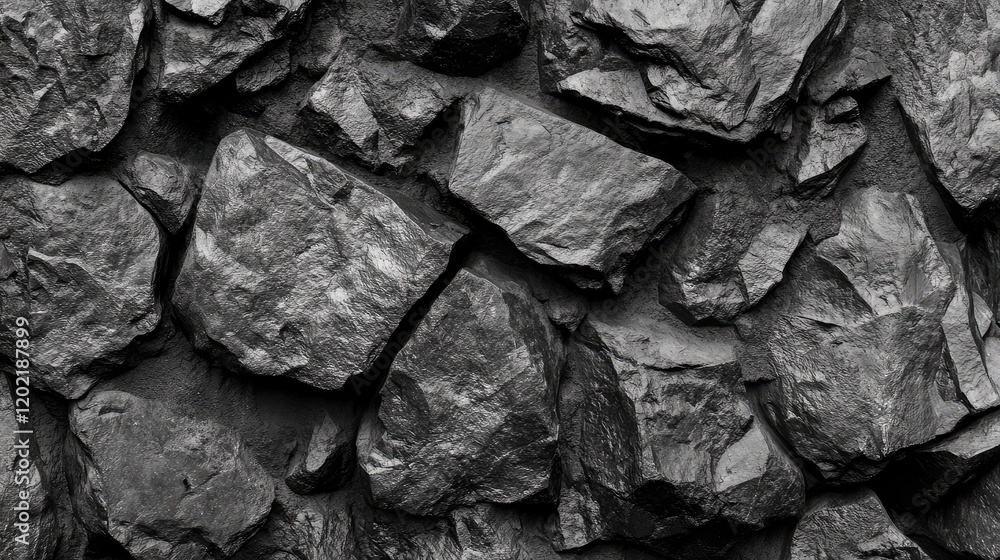 Poster textured black and grey natural rock surface background with varied shapes and sizes of stones copy 
