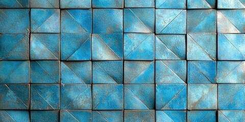 Blue Tiled Wall Close Up