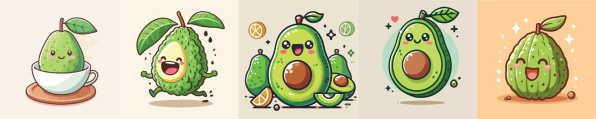 Collection of animated vector avocados