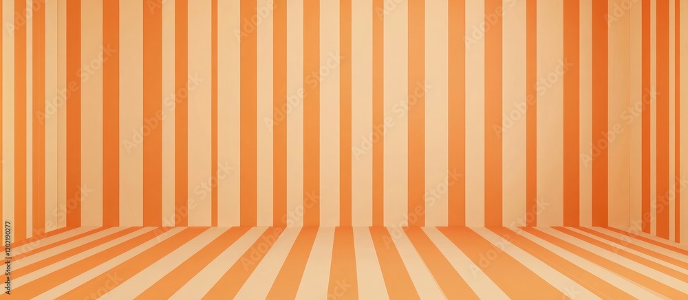 Poster orange striped background with vertical lines and a textured floor, suitable for various design appl