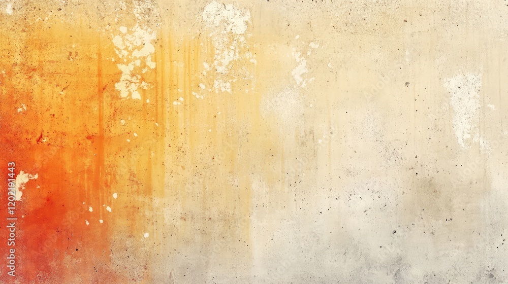 Poster orange and beige textured concrete wall background with irregular patterns and copy space for text