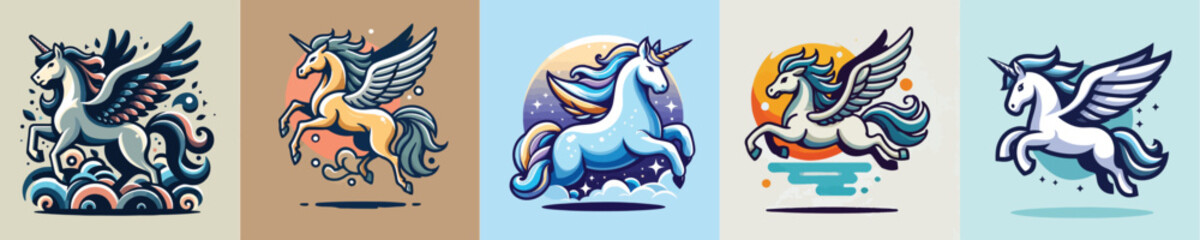 Pegasus mythological animal vector collection