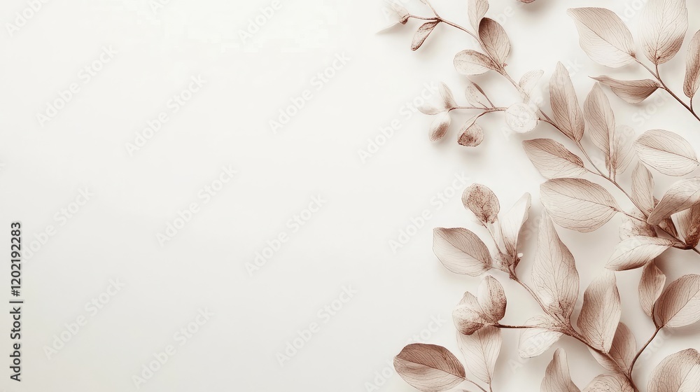 Aufkleber dried leaves composition on light background with copy space for text or graphics