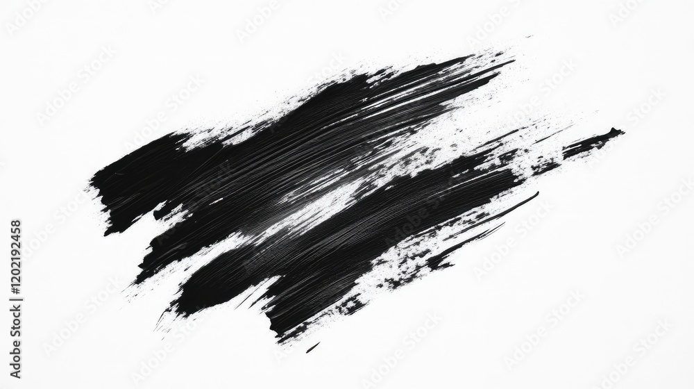 Poster black paint stroke texture on white background with copy space for design and artistic projects
