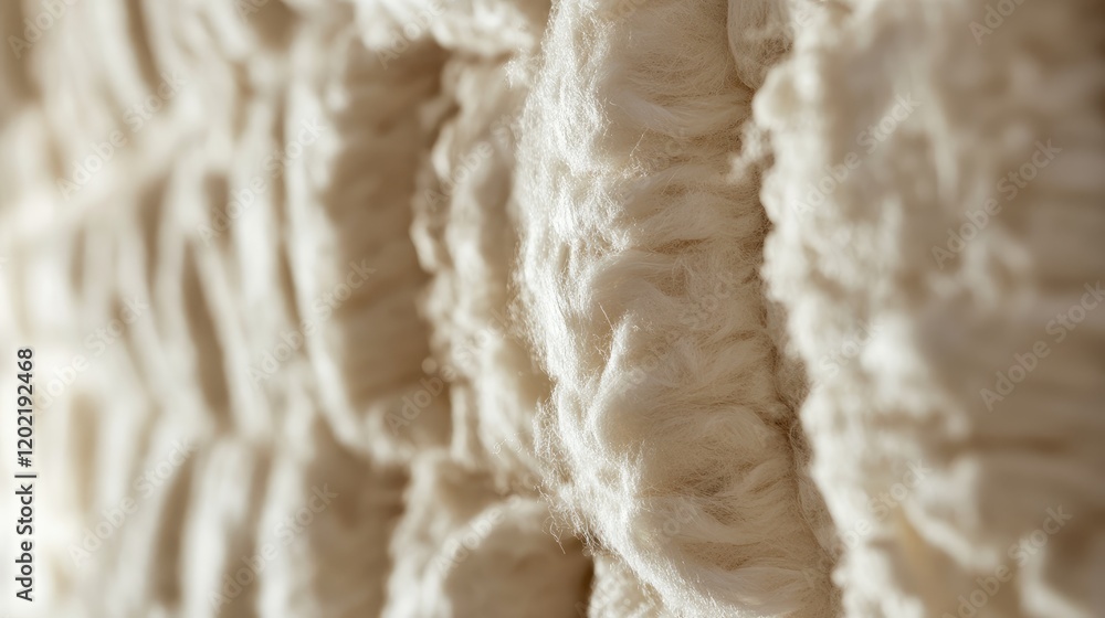 Poster textured close-up of soft cream-colored fabric revealing fibers and intricate details, suitable for 
